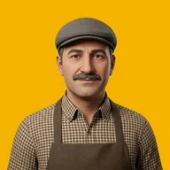 Patronya uygulama ikonu: kasketli, önlüklü esnaf